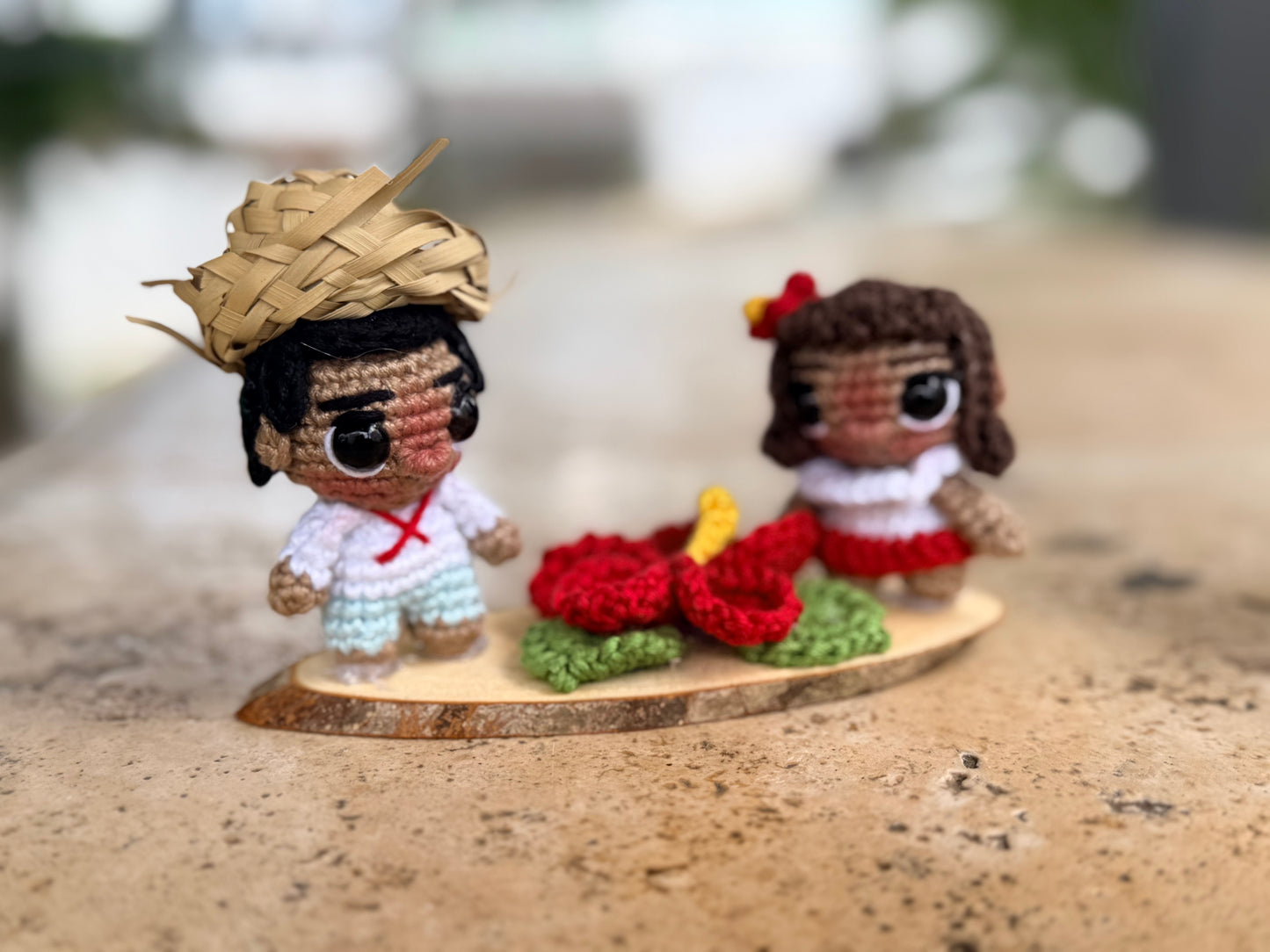 Mini Escena Jíbara en Crochet con Flor de Maga | Artesanía Puertorriqueña Hecha a Mano