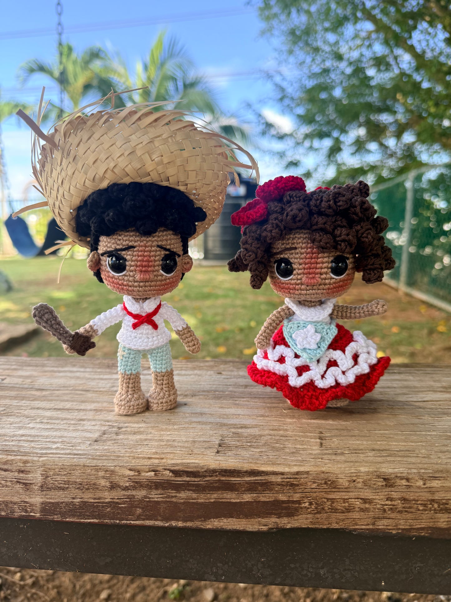 Pareja de Jíbaros en Crochet | Artesanía Puertorriqueña Hecha a Mano