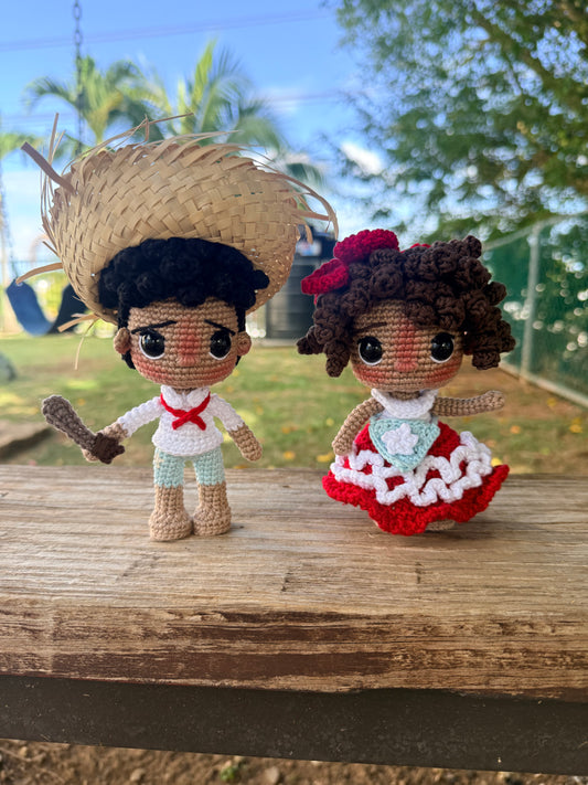 Pareja de Jíbaros en Crochet | Artesanía Puertorriqueña Hecha a Mano