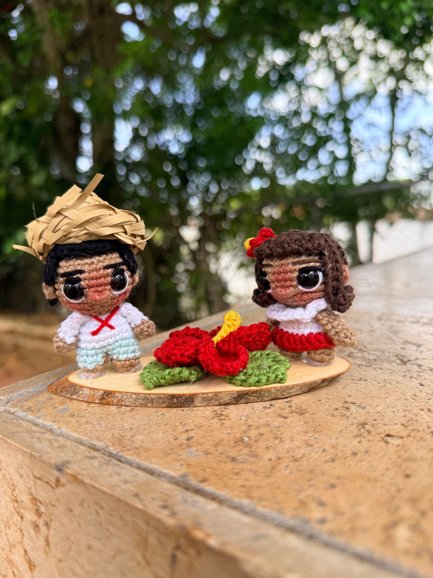 Mini Escena Jíbara en Crochet con Flor de Maga | Artesanía Puertorriqueña Hecha a Mano