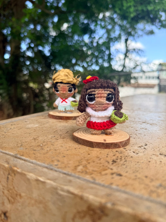 Mini Jíbaros Puertorriqueños en Crochet con Tacita de Café | Decoración Boricua Handmade